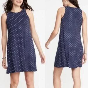 OLD NAVY Navy Blue & White Polka Dot Swing Dress Women's Large